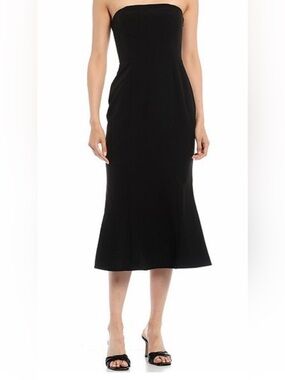 Gianni Bini Black Strapless Trumpet Midi Dress
